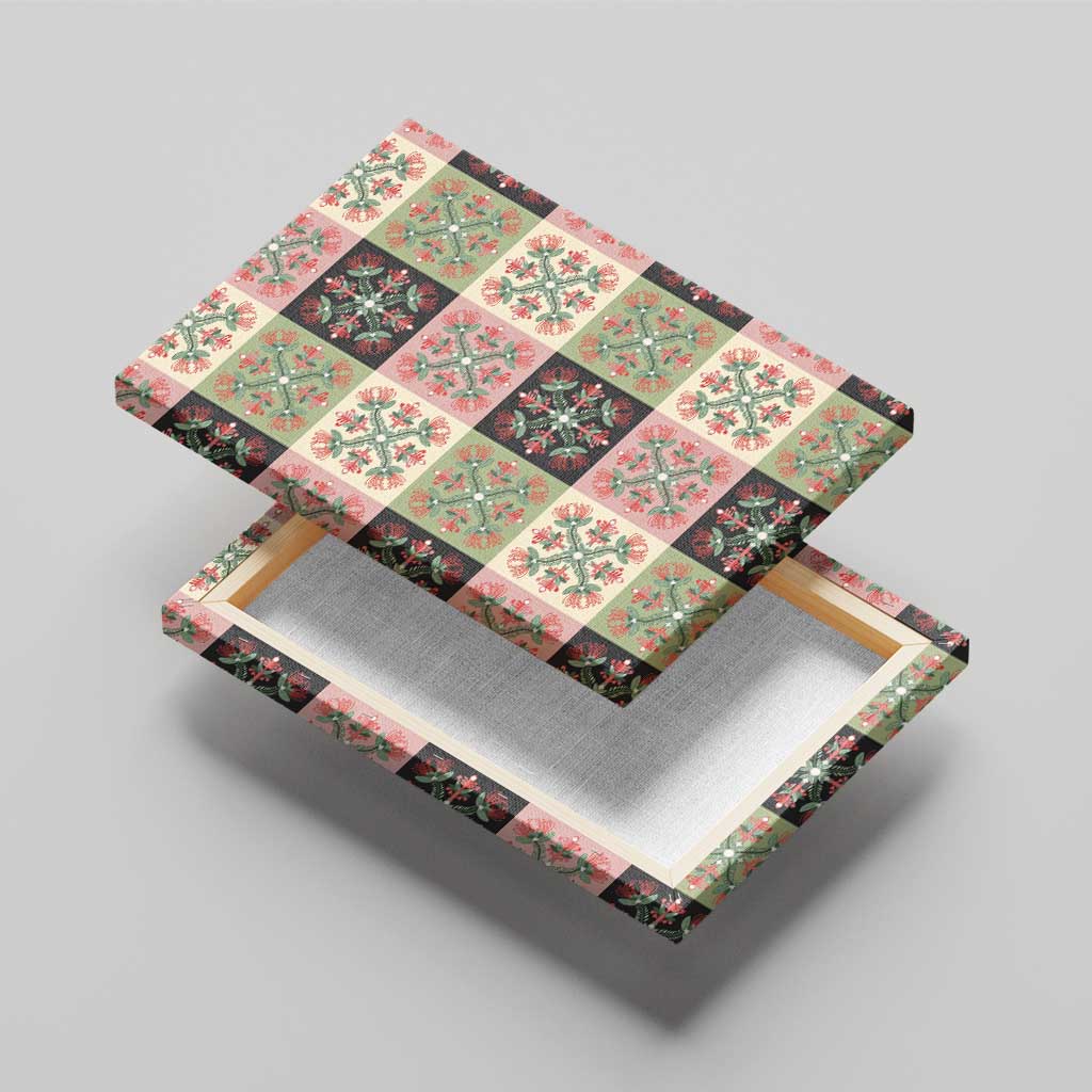 Seamless Pattern Pikake Lei Canvas Wall Art Floral Squares Pikake - Polynesian Pride