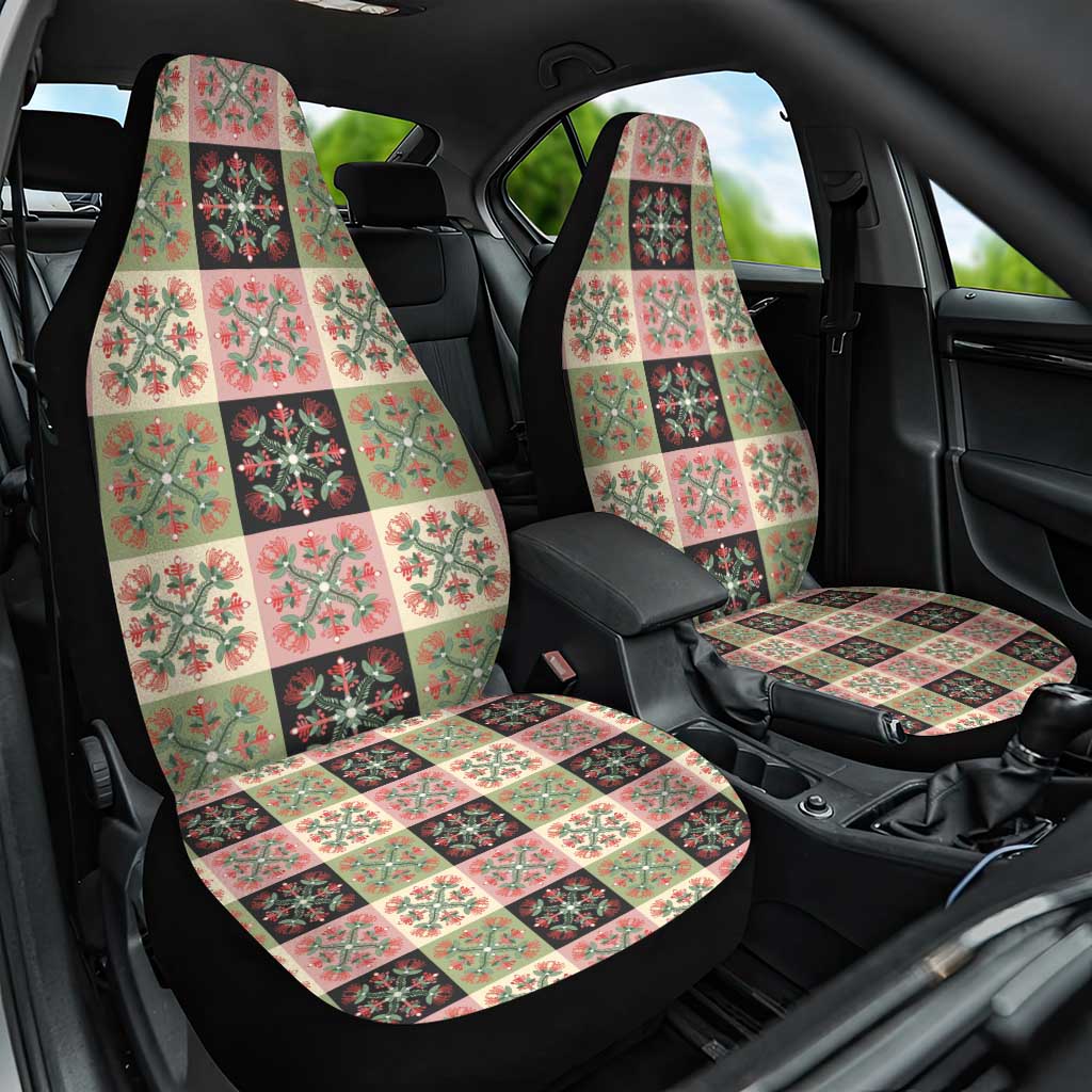 Seamless Pattern Pikake Lei Car Seat Cover Floral Squares Pikake - Polynesian Pride