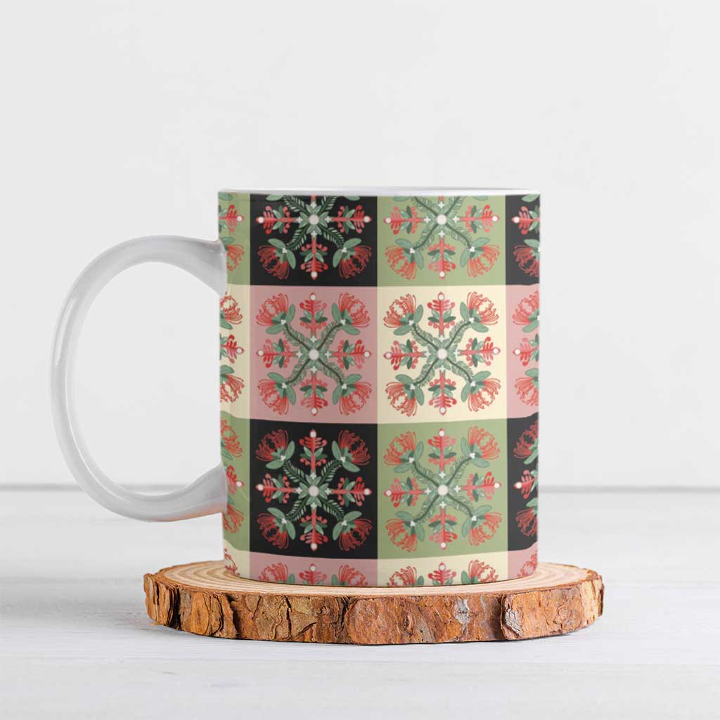 Seamless Pattern Pikake Lei Ceramic Mug Floral Squares Pikake - Polynesian Pride
