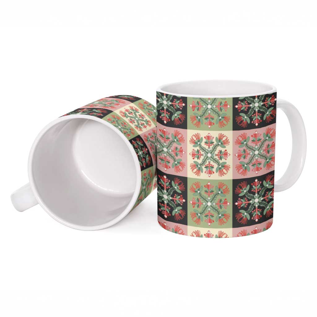 Seamless Pattern Pikake Lei Ceramic Mug Floral Squares Pikake - Polynesian Pride