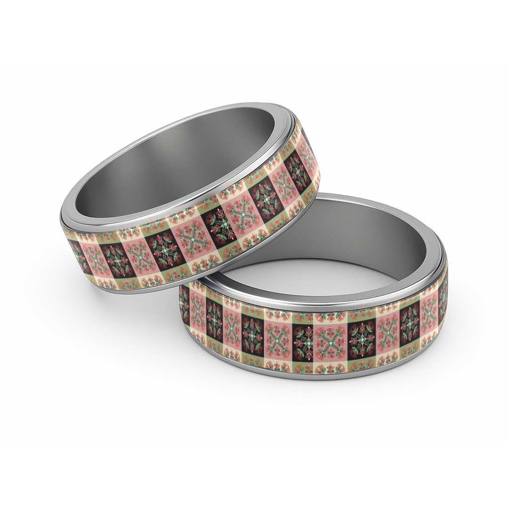 Seamless Pattern Pikake Lei Classic Ring Floral Squares Pikake - Polynesian Pride