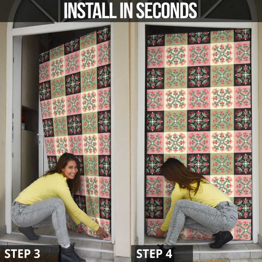Seamless Pattern Pikake Lei Door Cover Floral Squares Pikake - Polynesian Pride