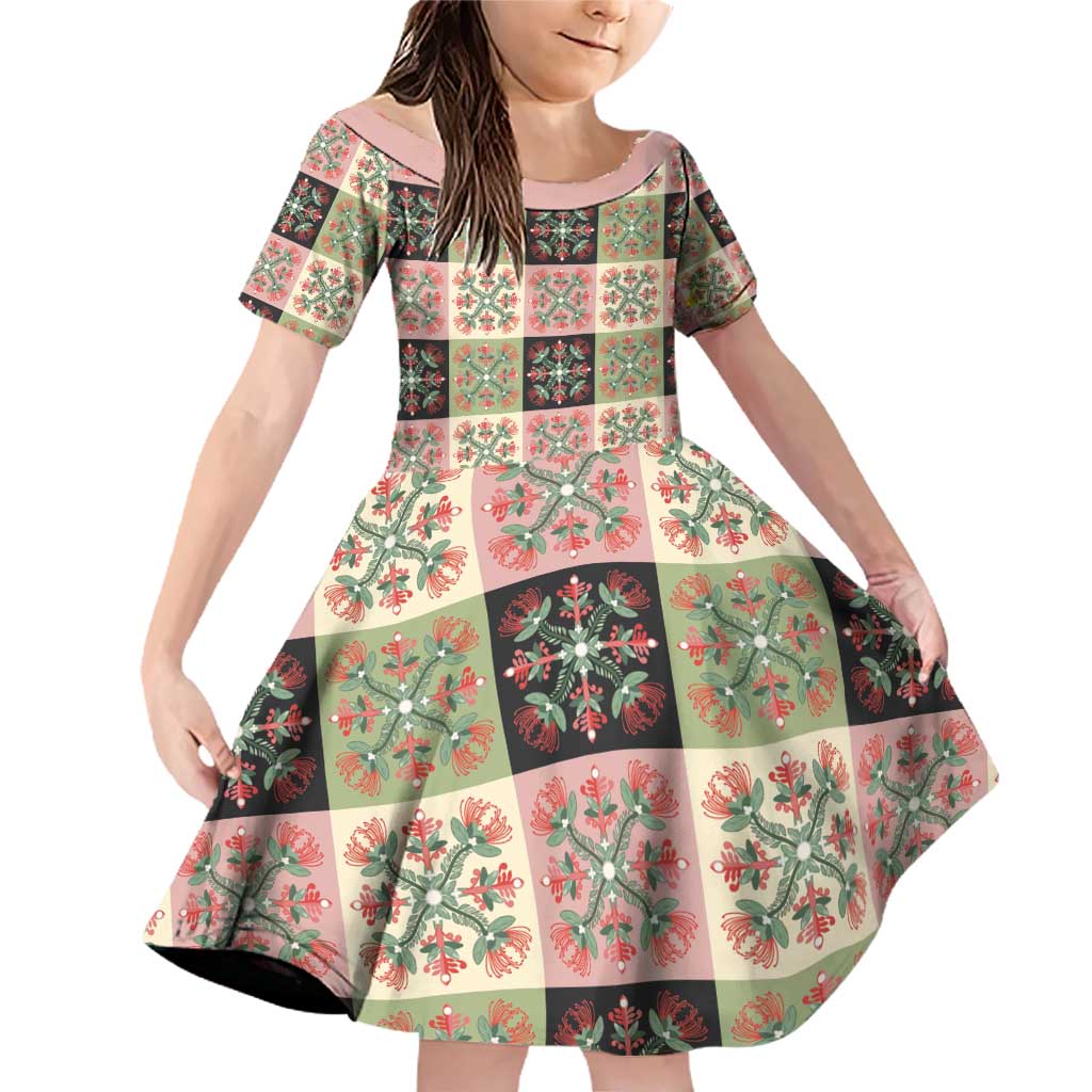 Seamless Pattern Pikake Lei Family Matching Off Shoulder Short Dress and Hawaiian Shirt Floral Squares Pikake - Polynesian Pride