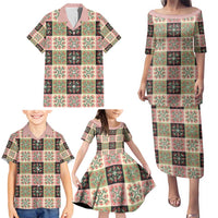 Seamless Pattern Pikake Lei Family Matching Puletasi and Hawaiian Shirt Floral Squares Pikake - Polynesian Pride