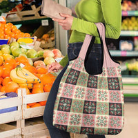 Seamless Pattern Pikake Lei Grocery Bag Floral Squares Pikake - Polynesian Pride