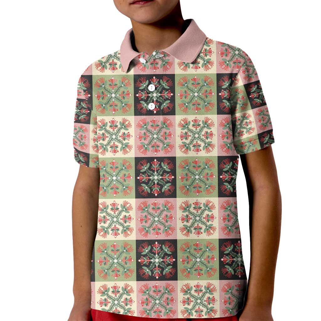Seamless Pattern Pikake Lei Kid Polo Shirt Floral Squares Pikake LT9 Kid Pink - Polynesian Pride