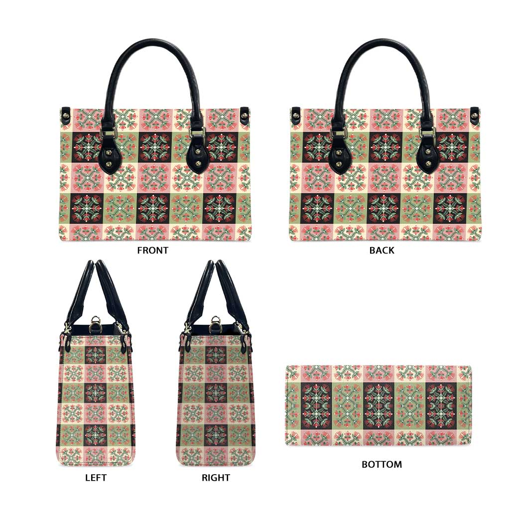 Seamless Pattern Pikake Lei Leather Bag Floral Squares Pikake - Polynesian Pride