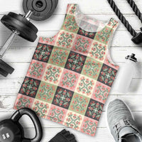 Seamless Pattern Pikake Lei Men Tank Top Floral Squares Pikake - Polynesian Pride