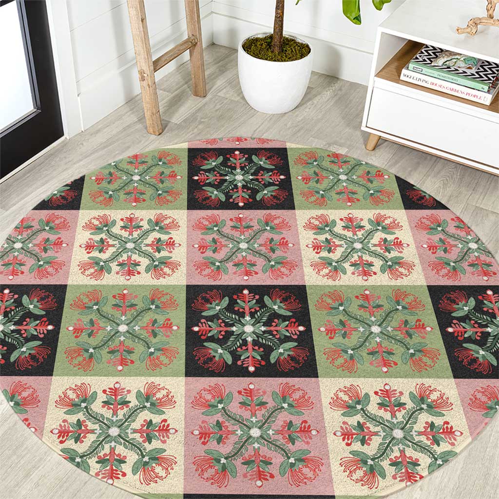 Seamless Pattern Pikake Lei Round Carpet Floral Squares Pikake - Polynesian Pride