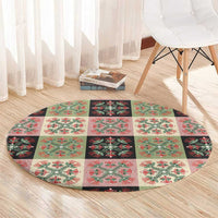 Seamless Pattern Pikake Lei Round Carpet Floral Squares Pikake - Polynesian Pride