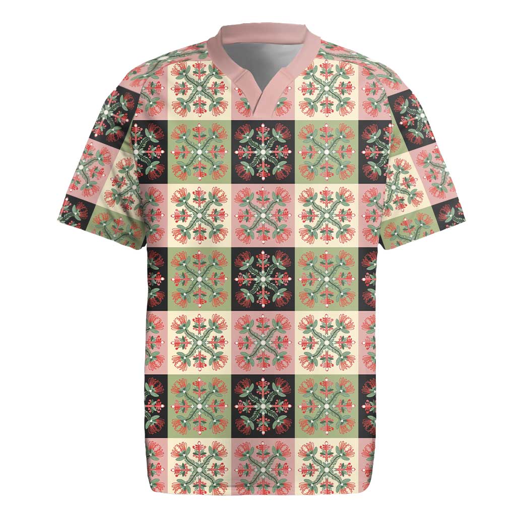 Seamless Pattern Pikake Lei Rugby Jersey Floral Squares Pikake - Polynesian Pride