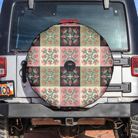 Seamless Pattern Pikake Lei Spare Tire Cover Floral Squares Pikake - Polynesian Pride