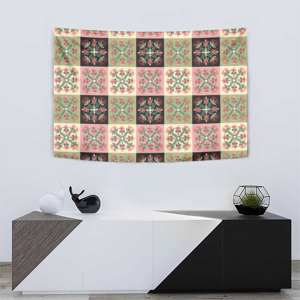 Seamless Pattern Pikake Lei Tapestry Floral Squares Pikake - Polynesian Pride