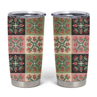 Seamless Pattern Pikake Lei Tumbler Cup Floral Squares Pikake - Polynesian Pride