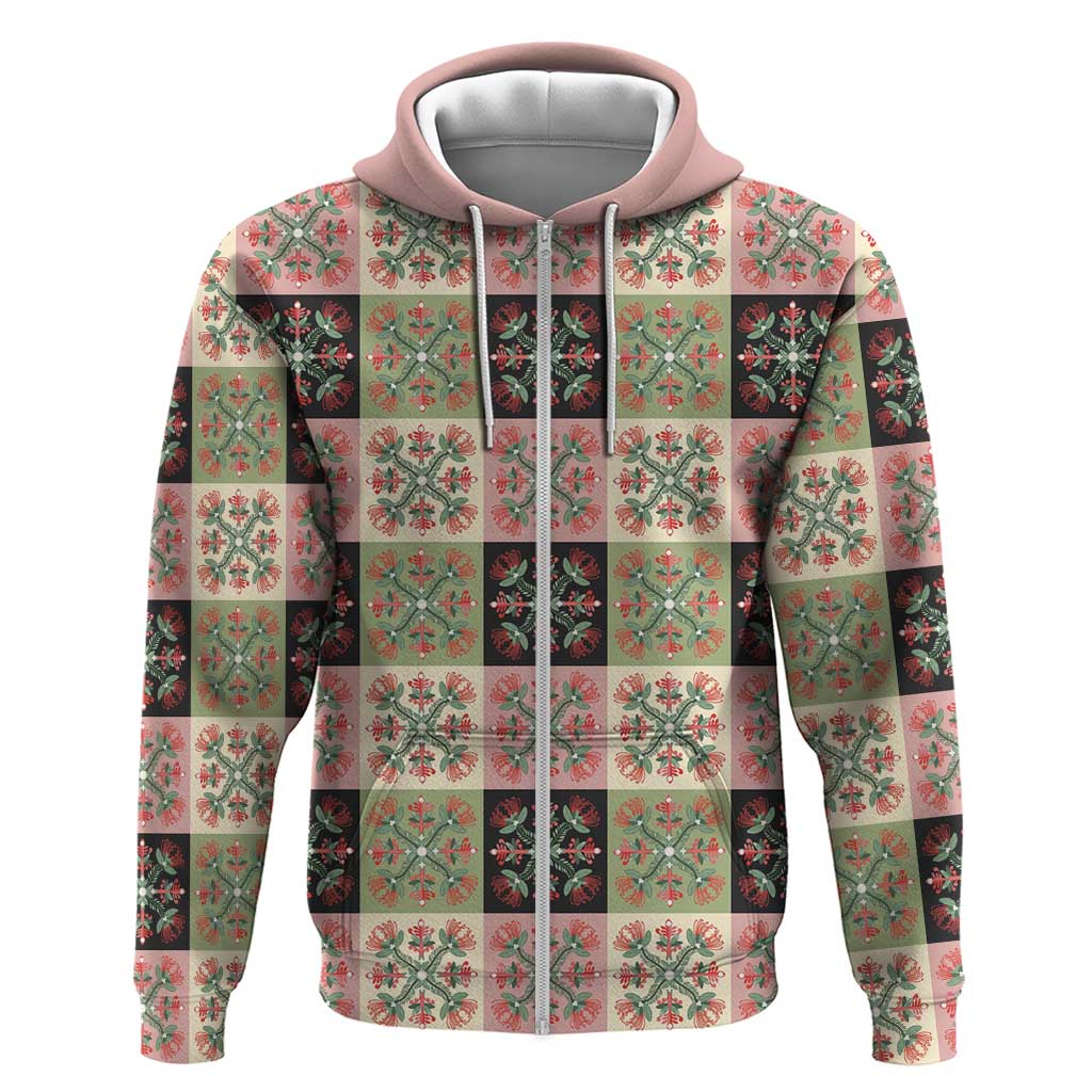Seamless Pattern Pikake Lei Zip Hoodie Floral Squares Pikake - Polynesian Pride
