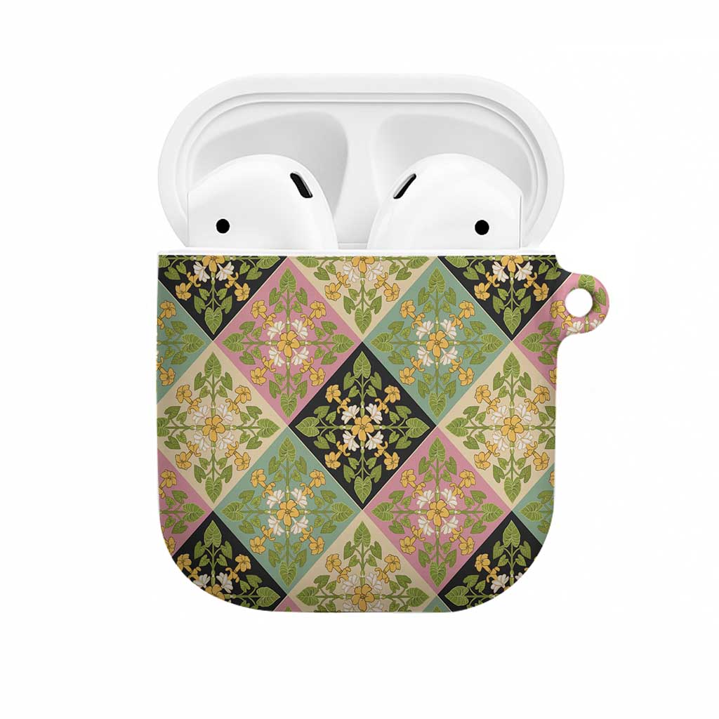 Seamless Pattern Puakenikeni and Kalo AirPods Case - Polynesian Pride