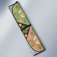 Seamless Pattern Puakenikeni and Kalo Auto Sun Shade - Polynesian Pride