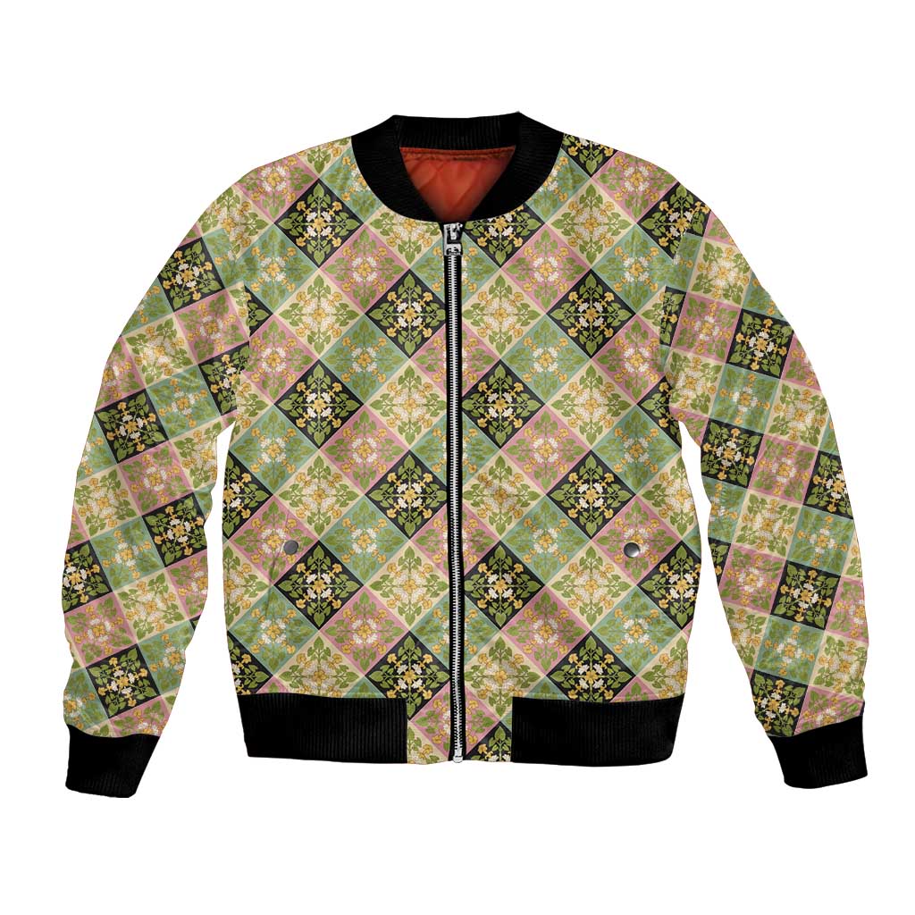 Seamless Pattern Puakenikeni and Kalo Bomber Jacket - Polynesian Pride