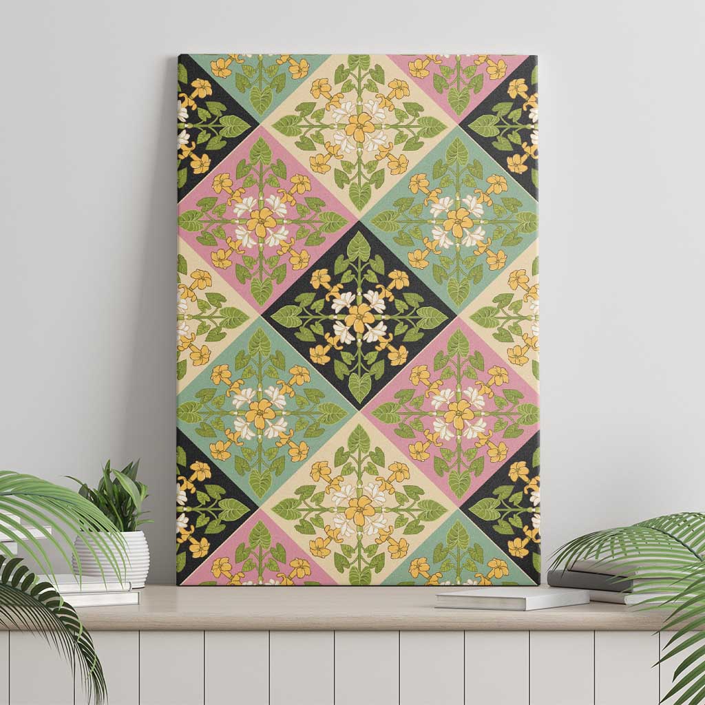Seamless Pattern Puakenikeni and Kalo Canvas Wall Art - Polynesian Pride