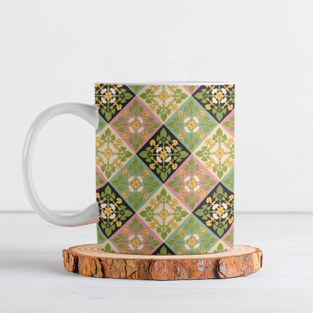 Seamless Pattern Puakenikeni and Kalo Ceramic Mug - Polynesian Pride