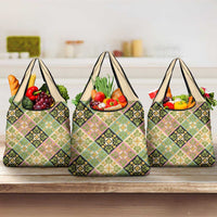 Seamless Pattern Puakenikeni and Kalo Grocery Bag - Polynesian Pride