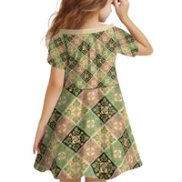 Seamless Pattern Puakenikeni and Kalo Kid Short Sleeve Dress LT9 - Polynesian Pride
