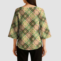 Seamless Pattern Puakenikeni and Kalo Kimono Sleeve Blouse - Polynesian Pride