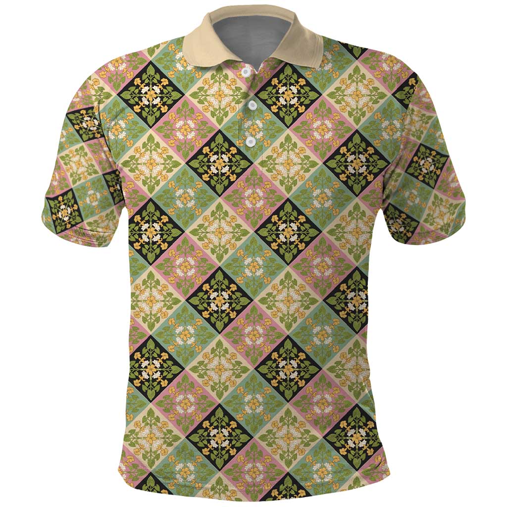 Seamless Pattern Puakenikeni and Kalo Polo Shirt LT9 Beige - Polynesian Pride