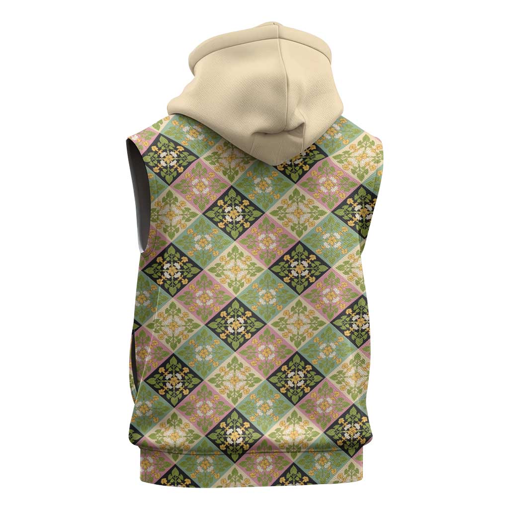 Seamless Pattern Puakenikeni and Kalo Sleeveless Zip Hoodie - Polynesian Pride