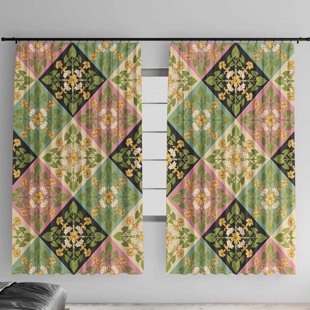 Seamless Pattern Puakenikeni and Kalo Window Curtain - Polynesian Pride