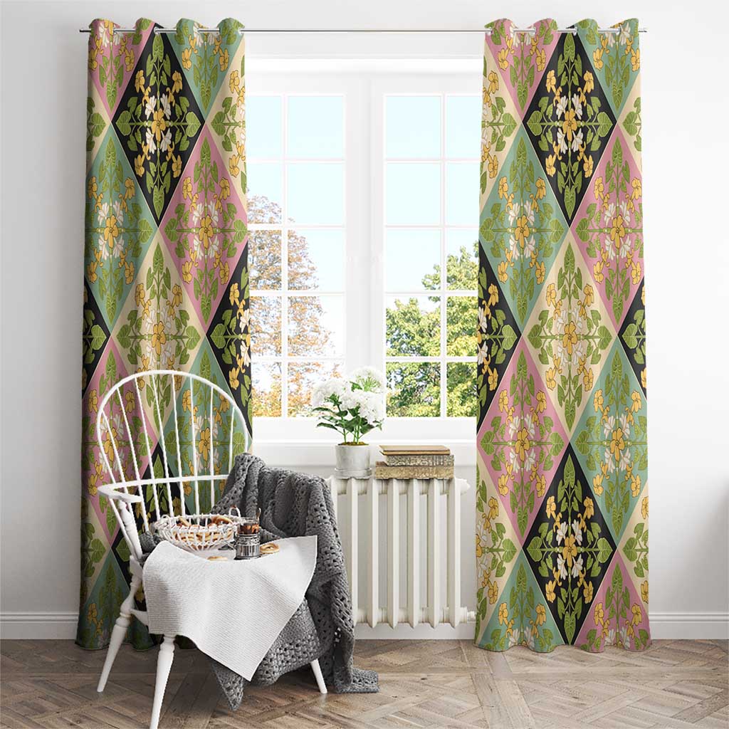 Seamless Pattern Puakenikeni and Kalo Window Curtain - Polynesian Pride