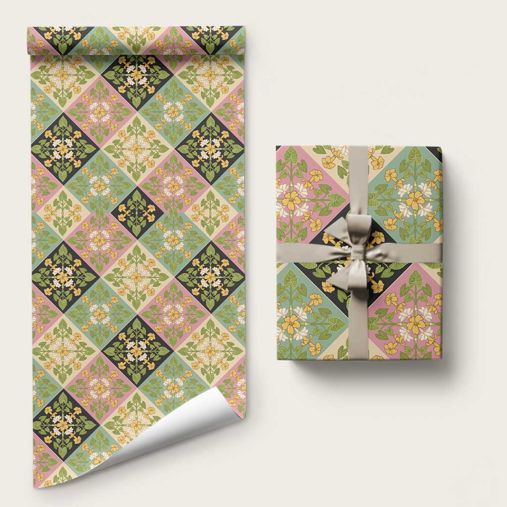 Seamless Pattern Puakenikeni and Kalo Wrapping Paper - Polynesian Pride