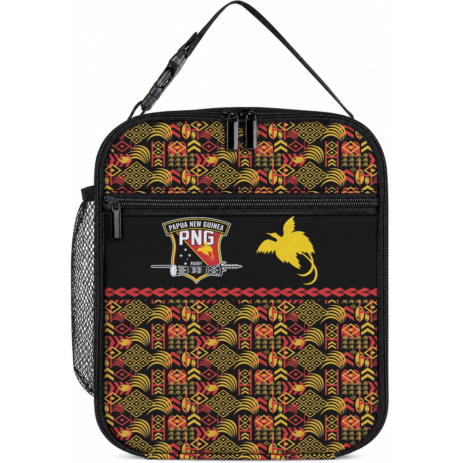 Papua New Guinea Kumuls Lunch Bag Bird of Paradise Black Version LT9 10.2 × 8.3 × 4.3 inch Black - Polynesian Pride