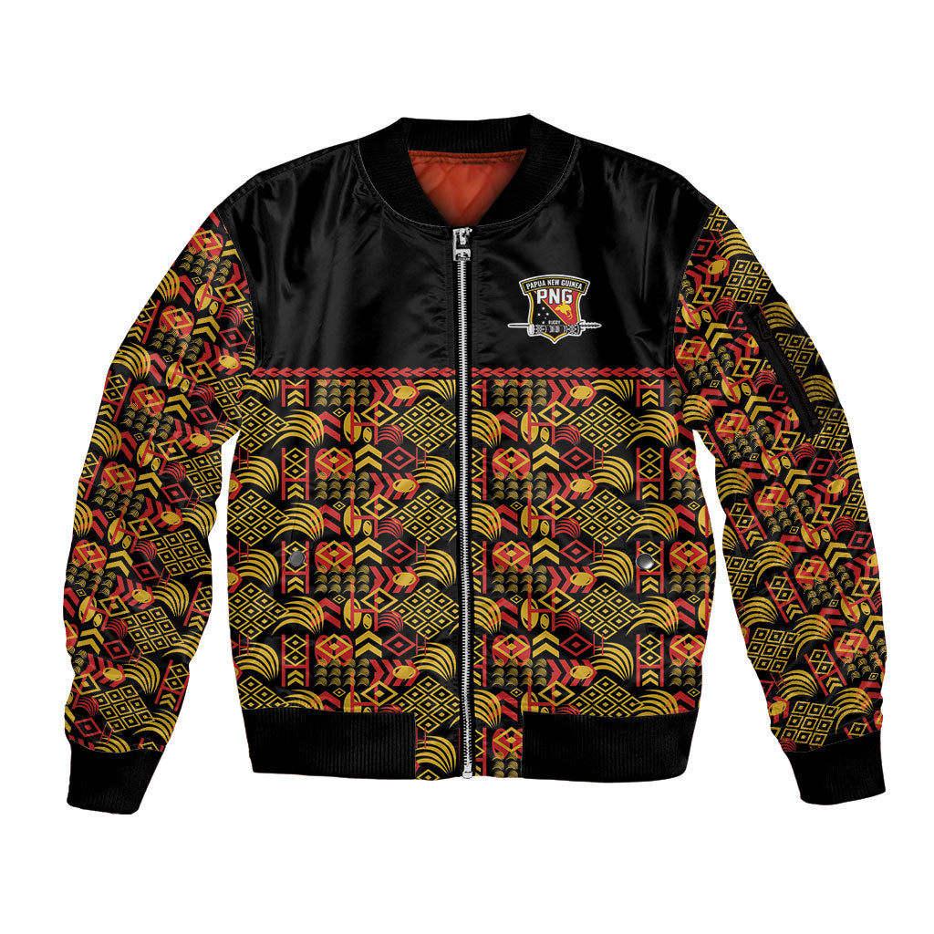 Papua New Guinea Kumuls Sleeve Zip Bomber Jacket Bird of Paradise Black Version