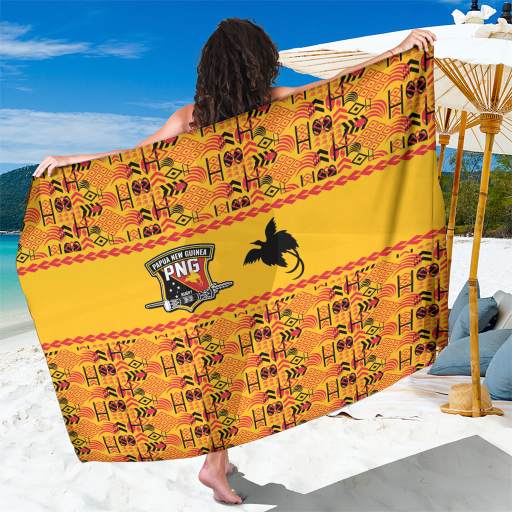 Papua New Guinea Kumuls Sarong Bird of Paradise Gold Version LT9 One Size 44 x 66 inches Gold - Polynesian Pride