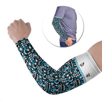 Fiji Bati Arm Sleeves Bati Island Warrior Geometry LT9 Set of 2 Blue - Polynesian Pride