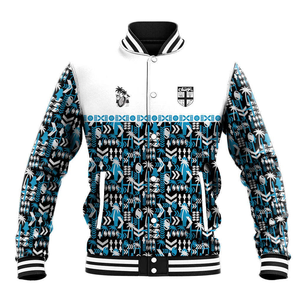 Fiji Bati Baseball Jacket Bati Island Warrior Geometry LT9 Unisex Blue - Polynesian Pride