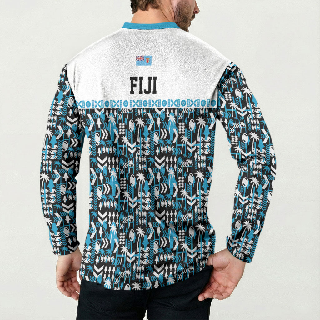 Fiji Bati Button Sweatshirt Bati Island Warrior Geometry LT9 - Polynesian Pride