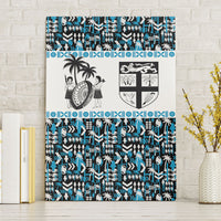 Fiji Bati Canvas Wall Art Bati Island Warrior Geometry LT9 Without Frame Blue - Polynesian Pride