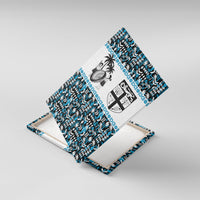 Fiji Bati Canvas Wall Art Bati Island Warrior Geometry LT9 With Frame Blue - Polynesian Pride