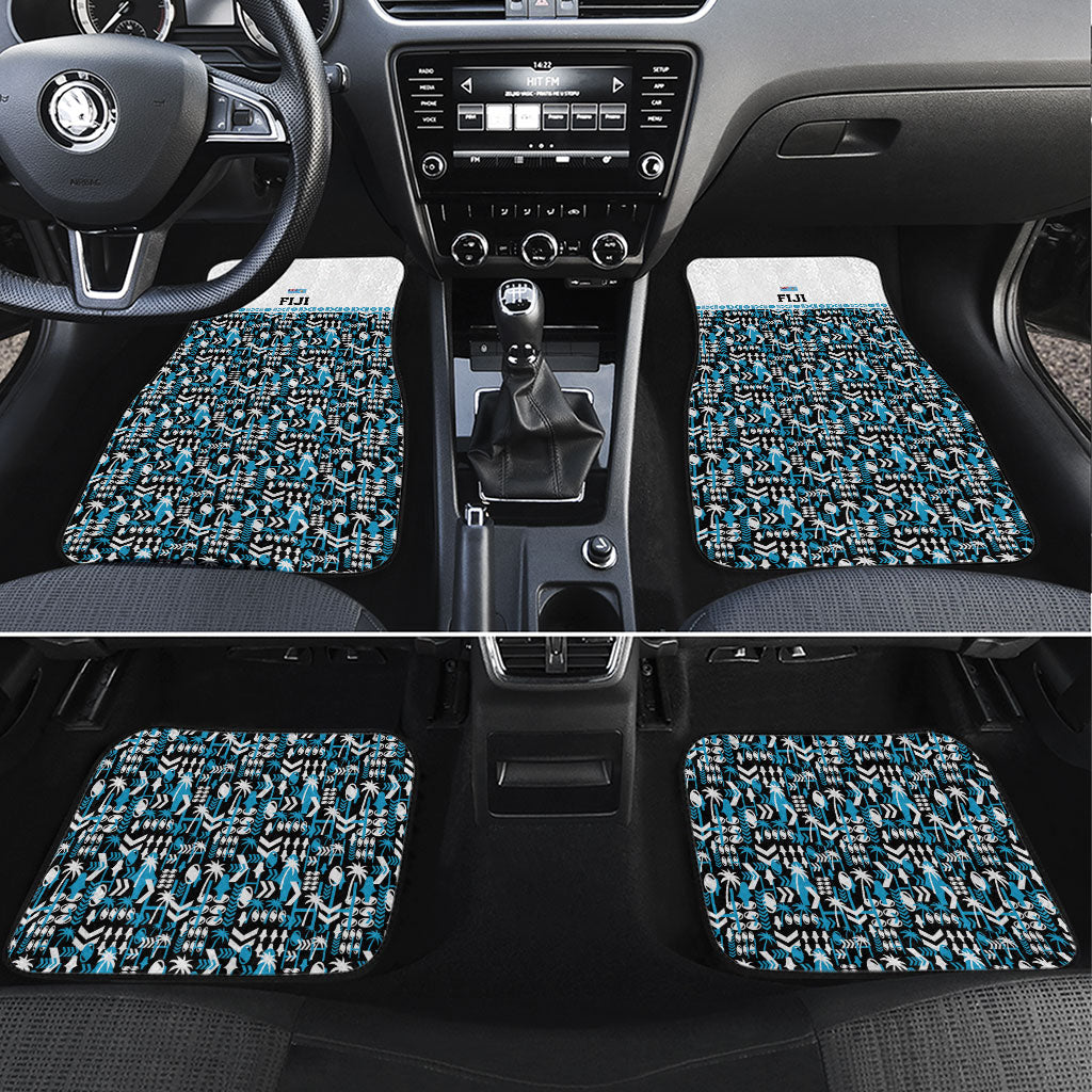 Fiji Bati Car Mats Bati Island Warrior Geometry LT9 Set 4pcs Blue - Polynesian Pride