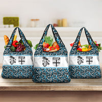 Fiji Bati Grocery Bag Bati Island Warrior Geometry LT9 3-pack One Size Blue - Polynesian Pride