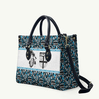 Fiji Bati Leather Bag Bati Island Warrior Geometry LT9 Blue - Polynesian Pride