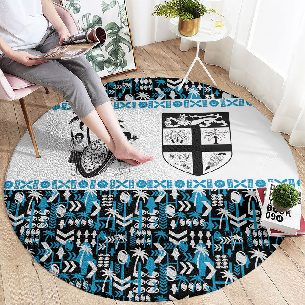 Fiji Bati Round Carpet Bati Island Warrior Geometry LT9 - Polynesian Pride