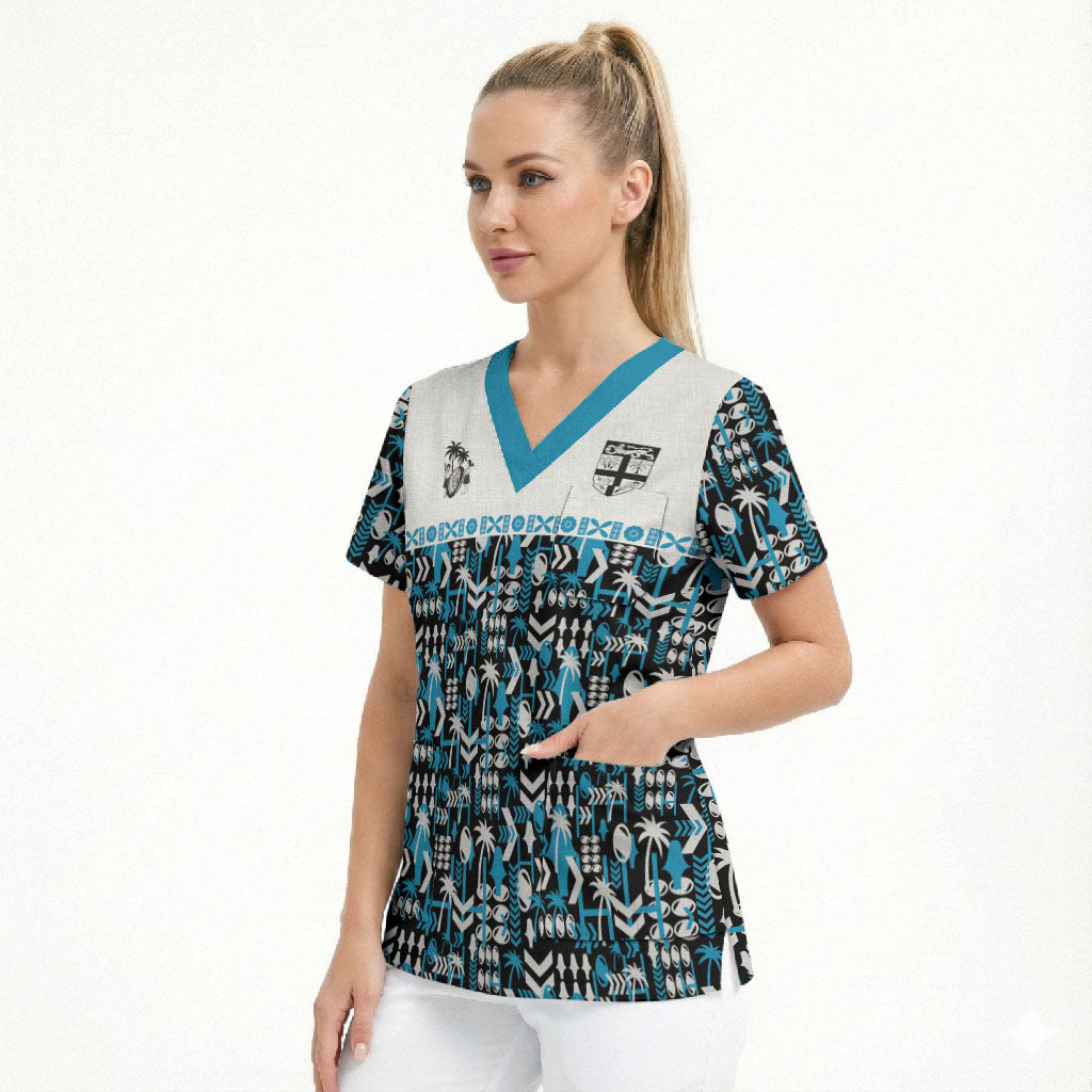 Fiji Bati Scrub Top Bati Island Warrior Geometry LT9 - Polynesian Pride