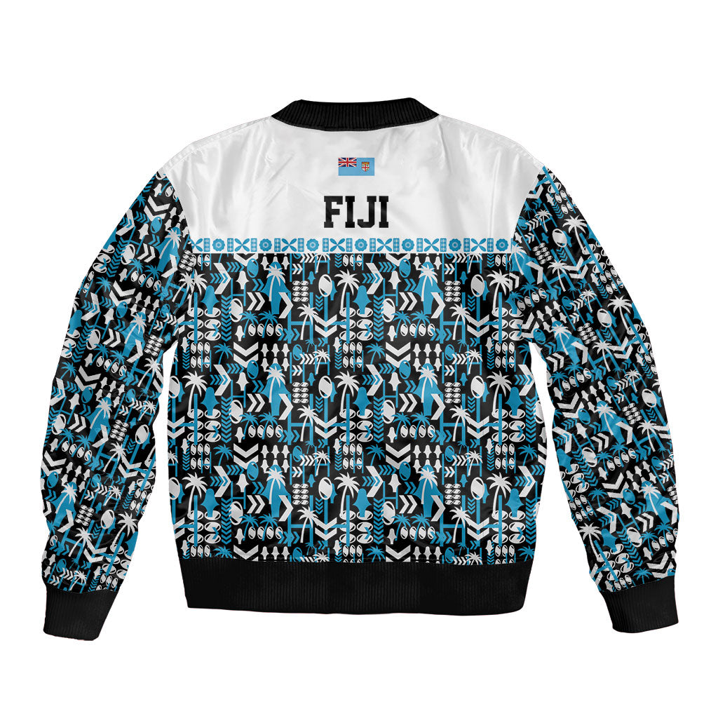 Fiji Bati Sleeve Zip Bomber Jacket Bati Island Warrior Geometry LT9 - Polynesian Pride