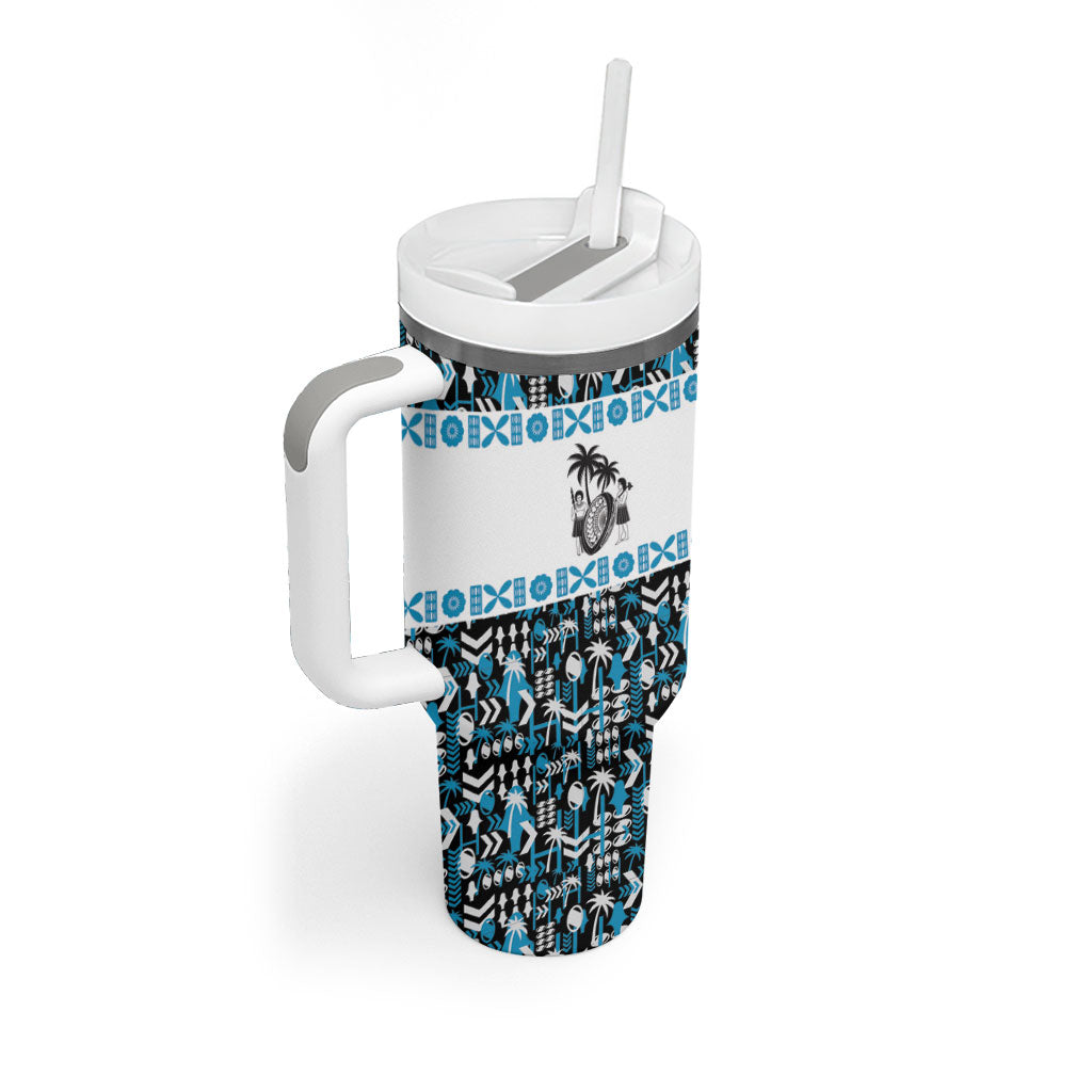 Fiji Bati Tumbler With Handle Bati Island Warrior Geometry LT9 - Polynesian Pride