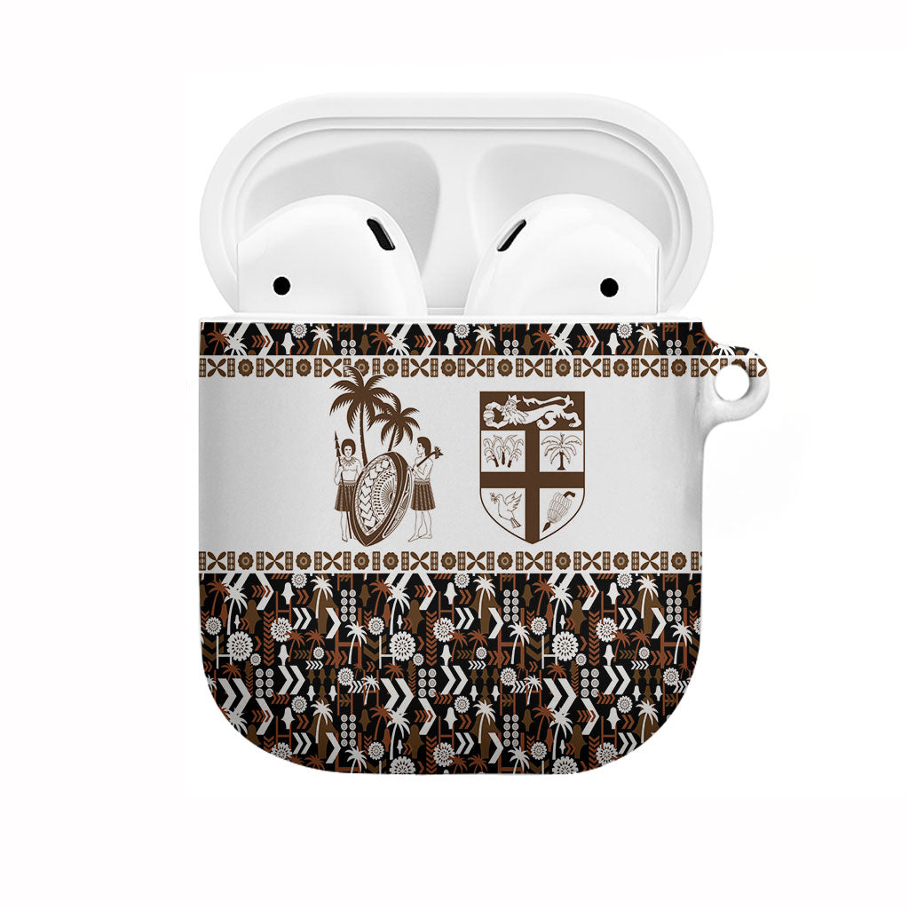 Fiji Bati AirPods Case Masi-inspired Tapa Pattern LT9 Brown - Polynesian Pride