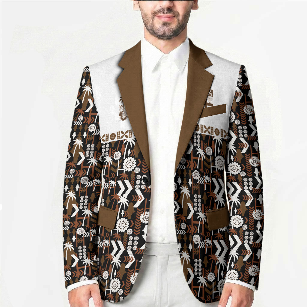 Fiji Bati Blazer Masi-inspired Tapa Pattern