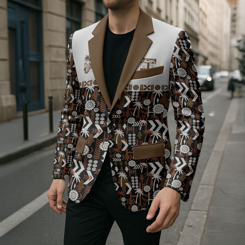 Fiji Bati Blazer Masi-inspired Tapa Pattern